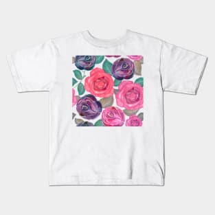 Watercolor roses and mix flower bouquet Kids T-Shirt